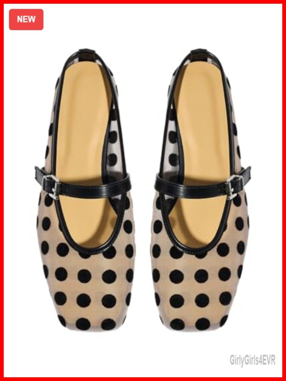 Polka Dots Mesh Ballet Flats Mules Closed Toe Maryjane Backless Loafers Faux